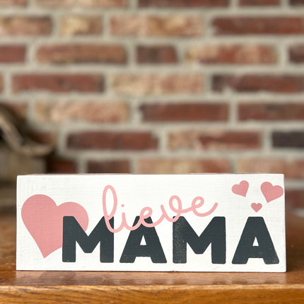 Tekstblok 9x18cm Lieve Mama wit (grijs / roze)