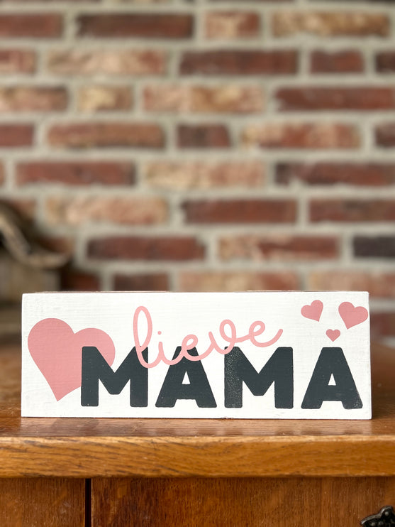 Tekstblok 9x18cm Lieve Mama wit (grijs / roze)