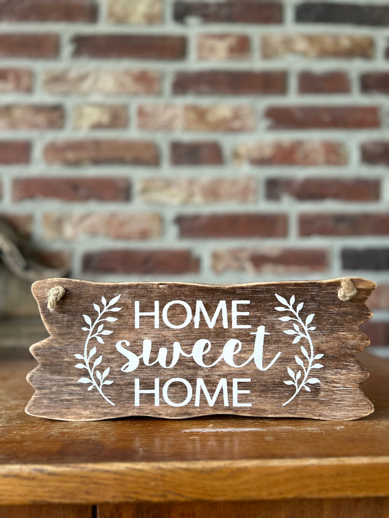 bordje hangend 12x30cm home sweet home natural
