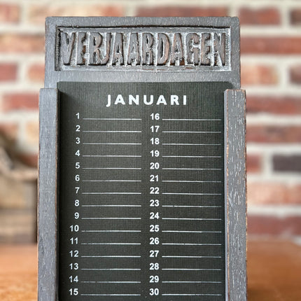 verjaardags- kalender 28x18cm donker grijs *