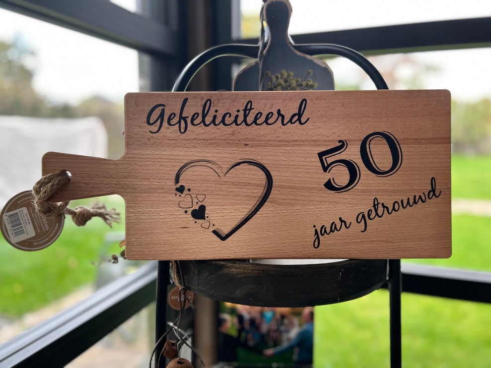 Serveerplank 50 jaar getrouwd 49 cm