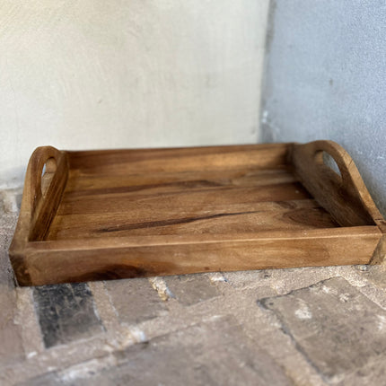 Brocante serveertray met opstaande rand en handgrepen L