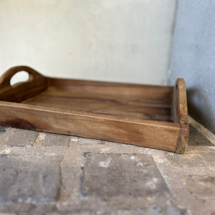 Brocante serveertray met opstaande rand en handgrepen L