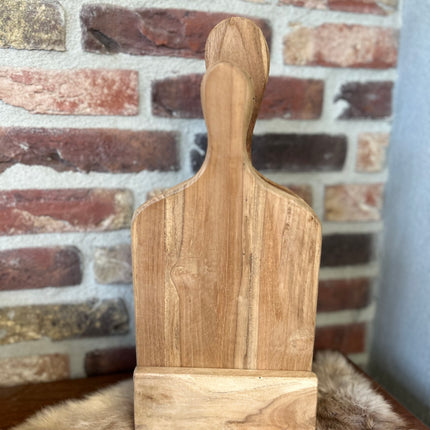 Set serveerplankjes brocante in houten standaard