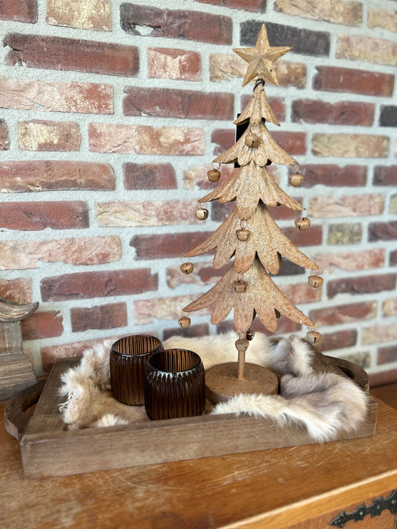 Cadeau pakket brocante met metalen kerstboom