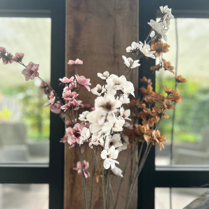 Kunsttak met bloem - Keuze in wit/roze/bruin - Countryfield
