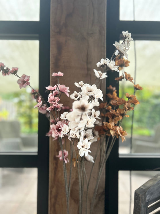 Kunsttak met bloem - Keuze in wit/roze/bruin - Countryfield