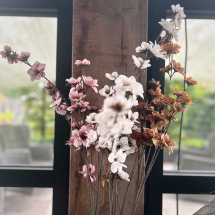 Kunsttak met bloem - Keuze in wit/roze/bruin - Countryfield