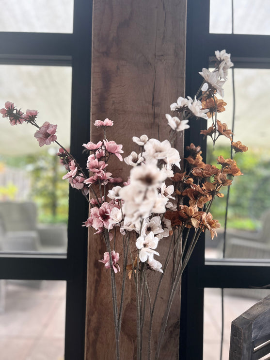 Kunsttak met bloem - Keuze in wit/roze/bruin - Countryfield