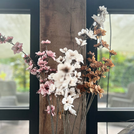 Kunsttak met bloem - Keuze in wit/roze/bruin - Countryfield