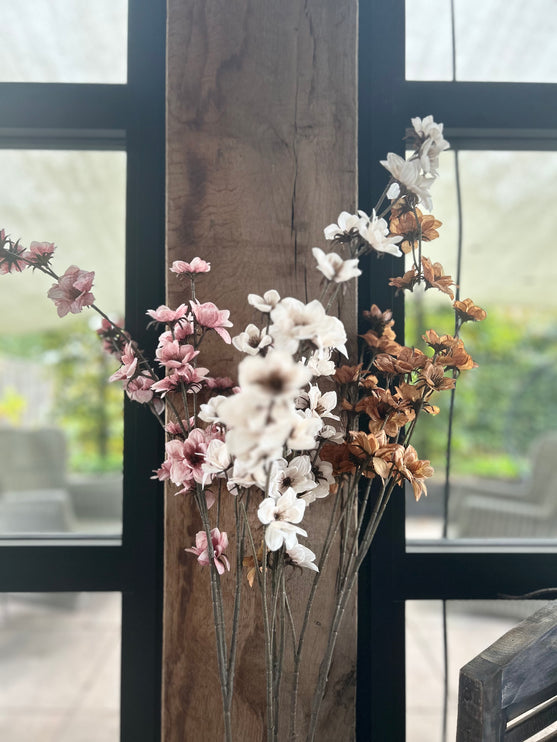 Kunsttak met bloem - Keuze in wit/roze/bruin - Countryfield