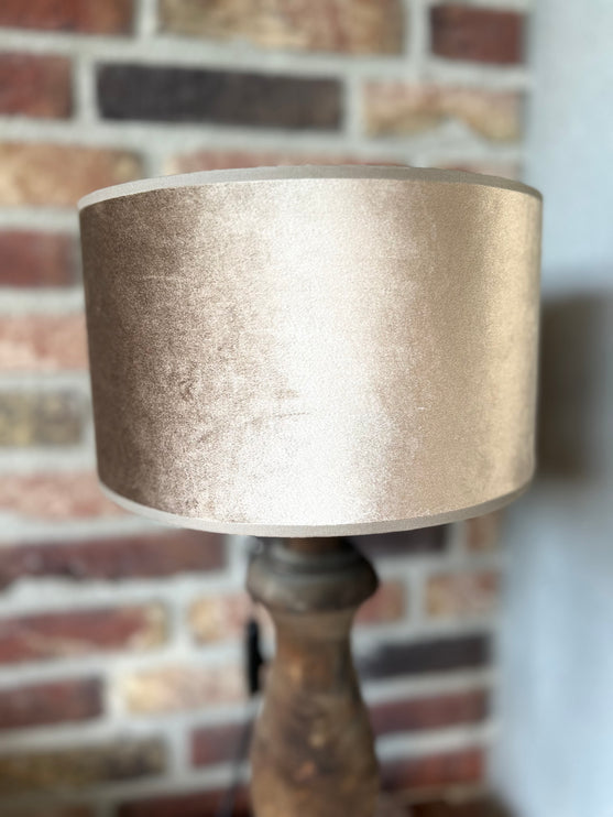Brocante lampevoet inclusief zilverbruine kap