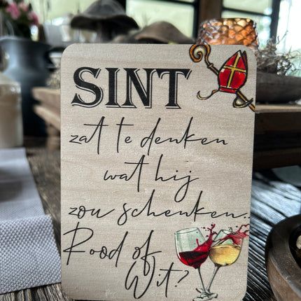 Houten Kaart - Sint zat te denken