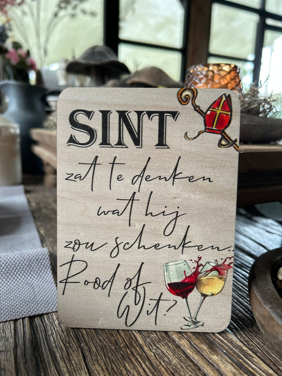 Houten Kaart - Sint zat te denken