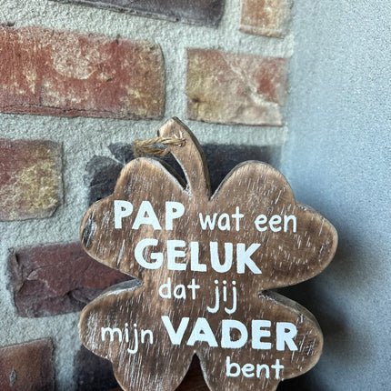 Klavertje Vier 16x13cm pap wat een geluk dat jij mijn vader bent natural