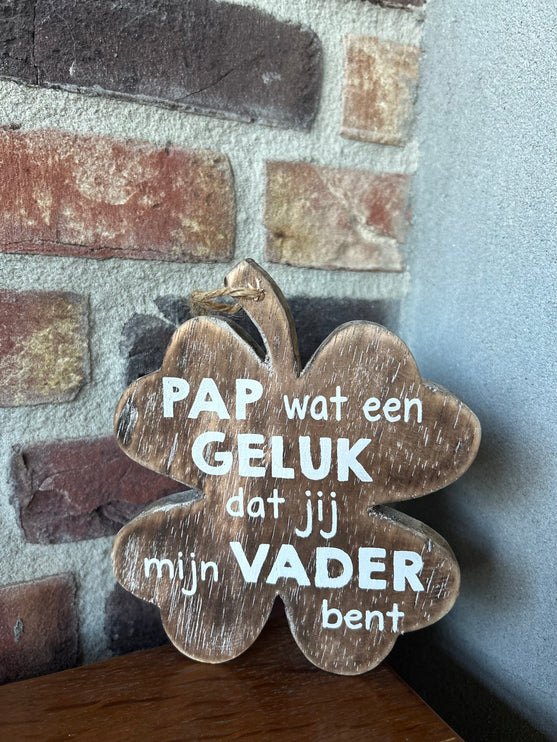 Klavertje Vier 16x13cm pap wat een geluk dat jij mijn vader bent natural