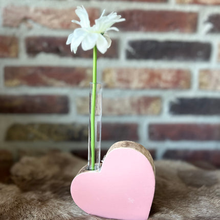 hart met reageerbuisje 10x10cm naturel / baby roze