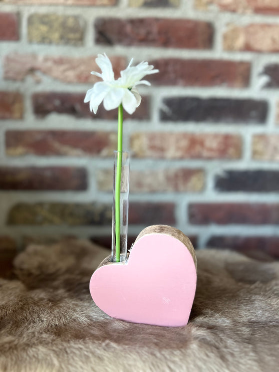 hart met reageerbuisje 10x10cm naturel / baby roze
