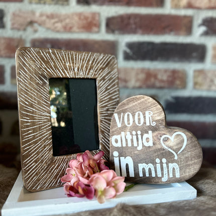 Cadeau pakket fotolijstje voor altijd in mijn hart natural