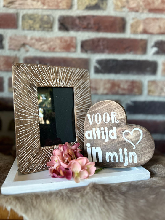 Cadeau pakket fotolijstje voor altijd in mijn hart natural