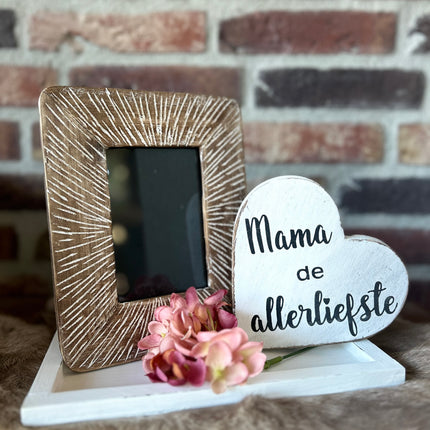 Cadeau pakket fotolijstje Mama de allerliefste white