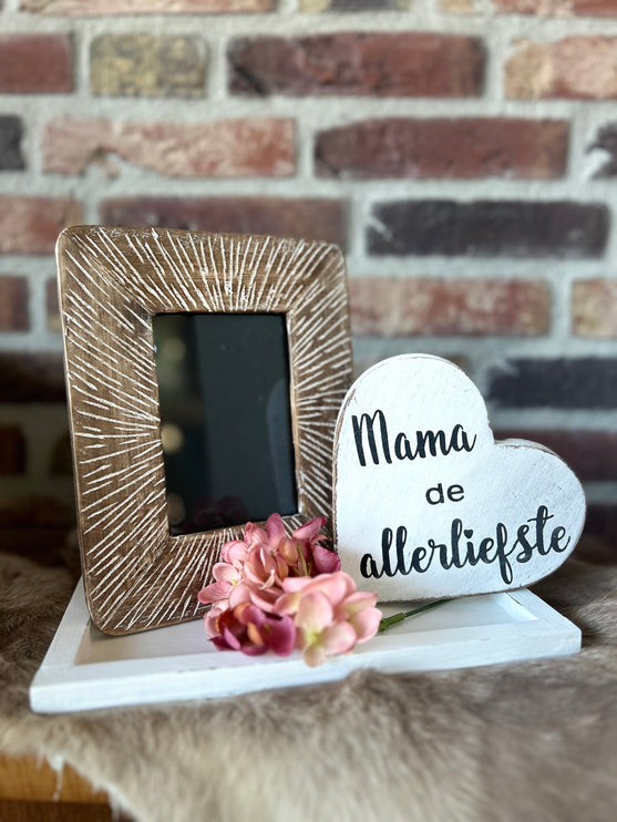 Cadeau pakket fotolijstje Mama de allerliefste white
