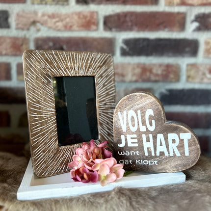 Cadeau pakket fotolijstje Volg je hart natural