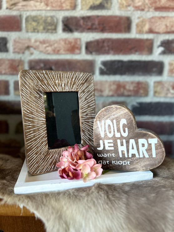 Cadeau pakket fotolijstje Volg je hart natural