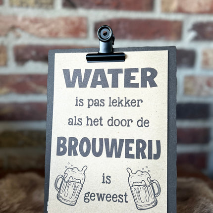 Klembord A5 met tekst 24x17cm water is pas lekker zwart