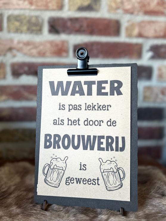 Klembord A5 met tekst 24x17cm water is pas lekker zwart