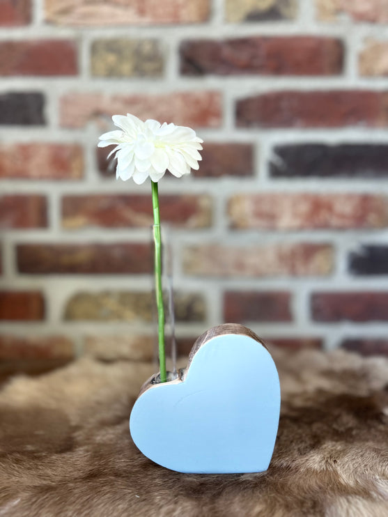 hart met reageerbuisje 10x10cm naturel / baby blauw