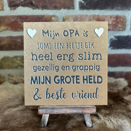 kaart letterpress 13x13cm mijn opa is striped karton