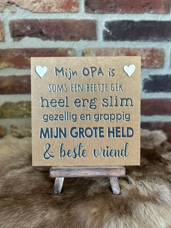 kaart letterpress 13x13cm mijn opa is striped karton