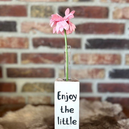 blok met reageerbuisje 15x6cm naturel / wit