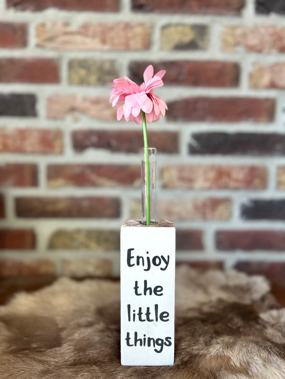 blok met reageerbuisje 15x6cm naturel / wit