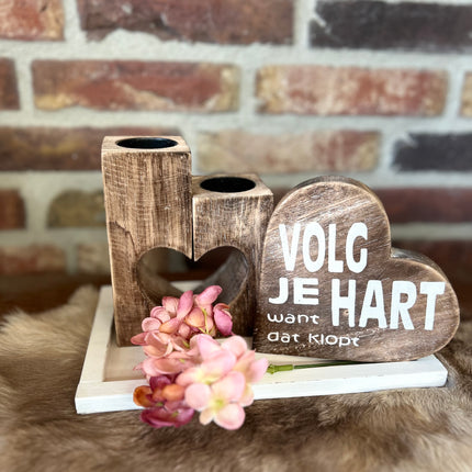 Cadeau pakket waxinehouder hart Volg je hart