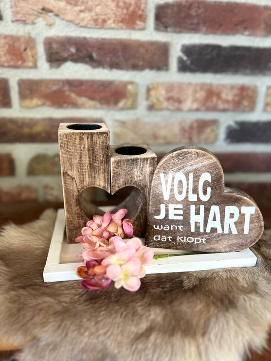 Cadeau pakket waxinehouder hart Volg je hart