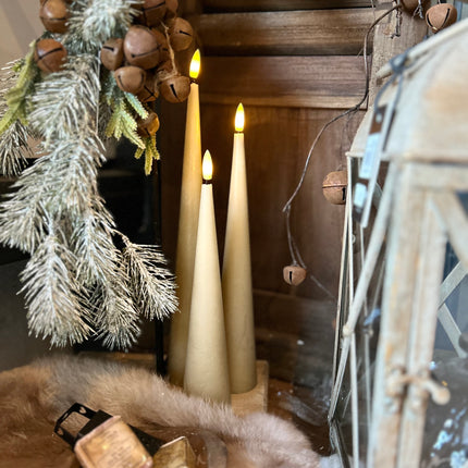 Kegelkaars Led set van 3 - in de kleur groen/oud-roze/zwart