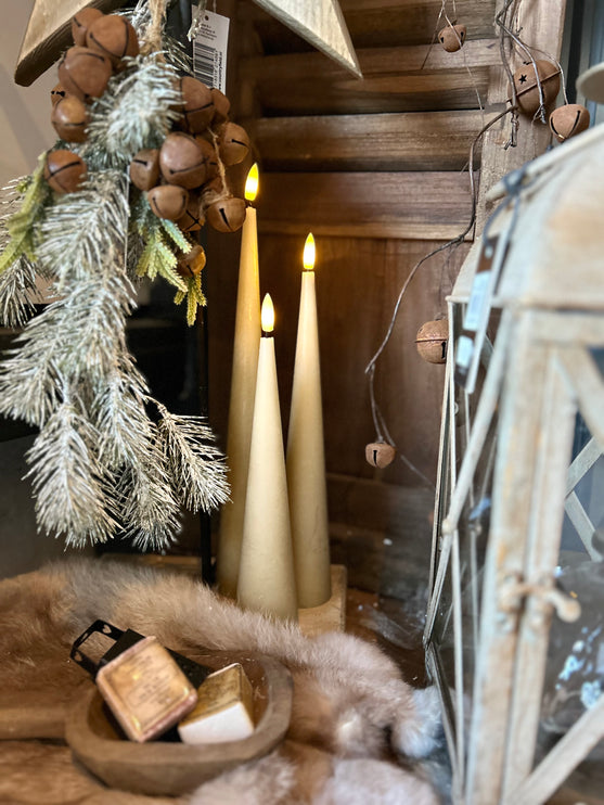 Kegelkaars Led set van 3 - in de kleur groen/oud-roze/zwart