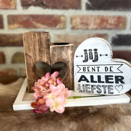 Cadeaupakket waxinehouder hart Jij bent de allerliefste