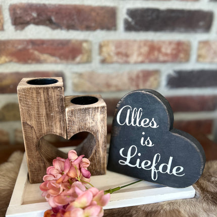 Cadeau pakket Waxinehouder Hart Alles is liefde