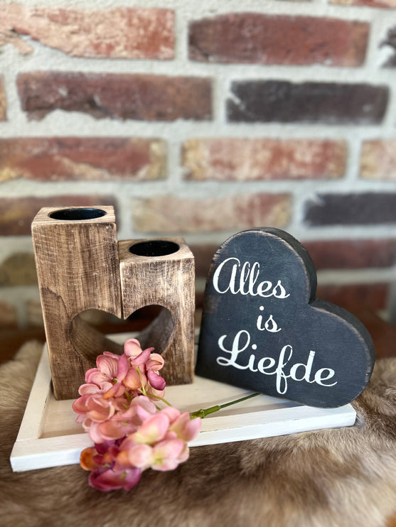 Cadeau pakket Waxinehouder Hart Alles is liefde