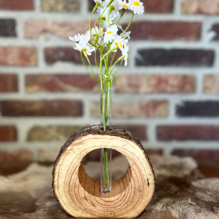 holle boomstam met reageerbuisje 12x14cm natural