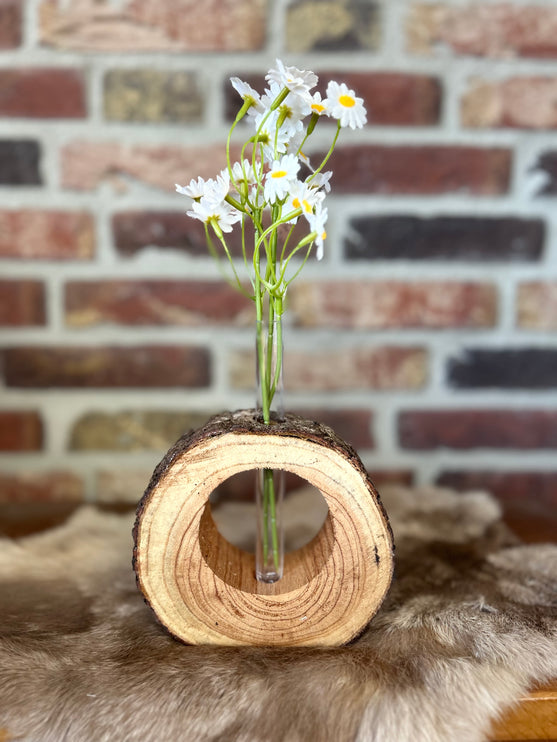 holle boomstam met reageerbuisje 12x14cm natural