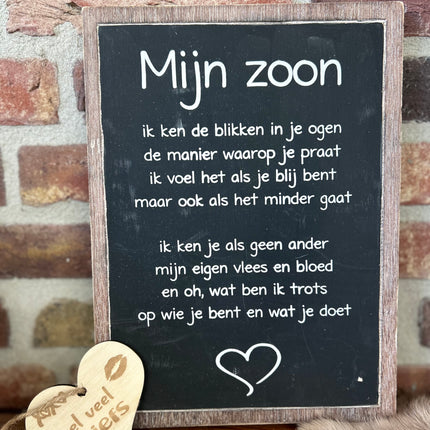 tekstbord 30x22cm Mijn zoon natural / black
