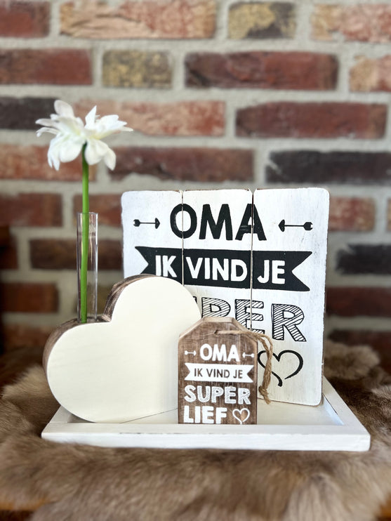 Cadeau pakket Hartvaasje Oma ik vind je superlief wit