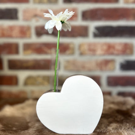 hart XL met reageerbuisje 14x14cm naturel / wit