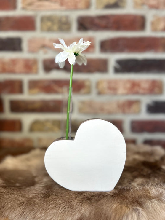 hart XL met reageerbuisje 14x14cm naturel / wit