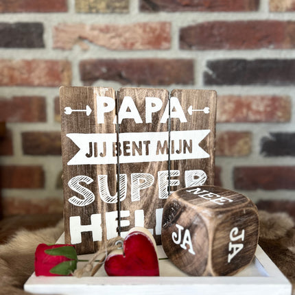 Cadeau pakket Dobbelsteen ja-nee Papa jij bent mijn superheld
