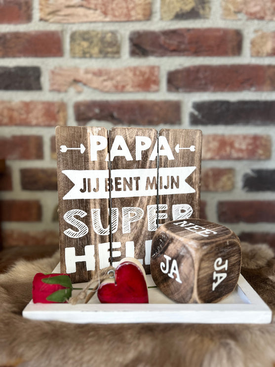 Cadeau pakket Dobbelsteen ja-nee Papa jij bent mijn superheld